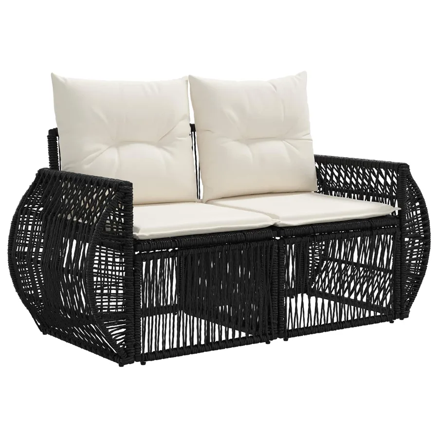 Ensemble de canapé de jardin 11 pcs Noir polyrotin - 2