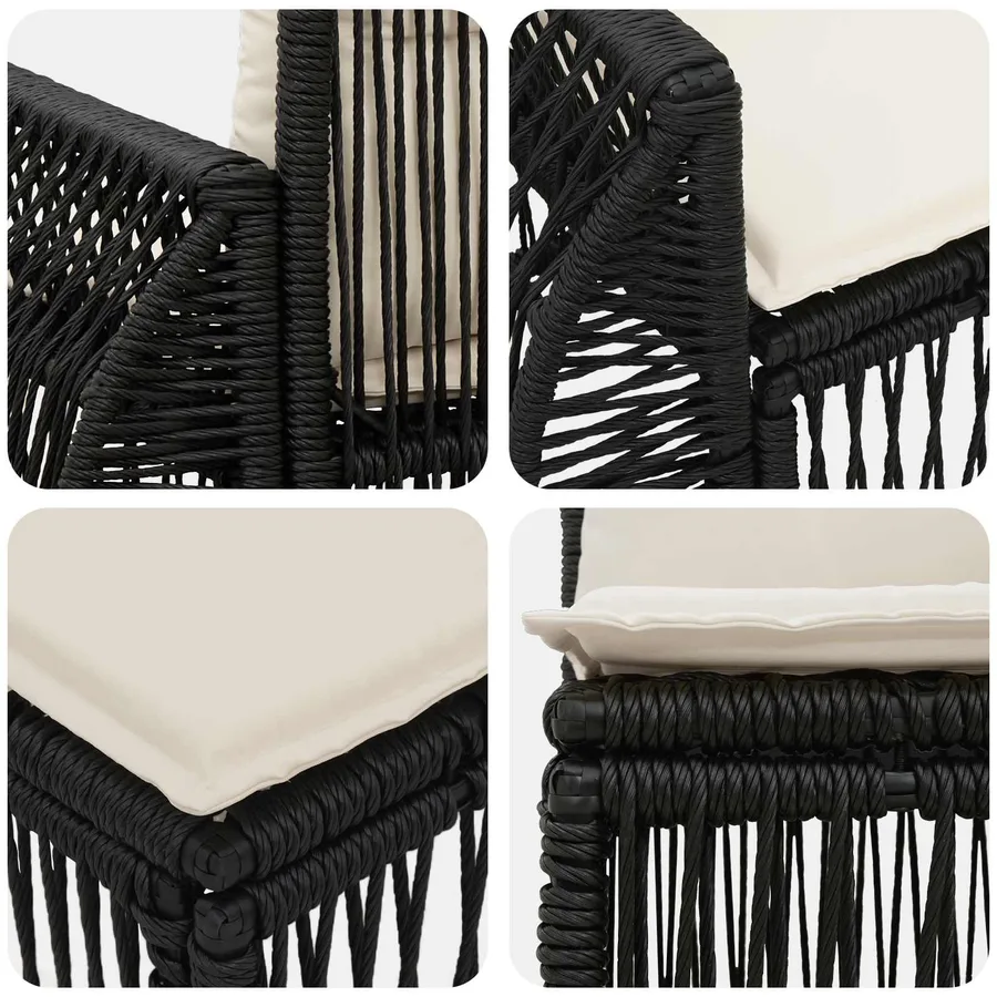 Ensemble de canapé de jardin 11 pcs Noir polyrotin - 5