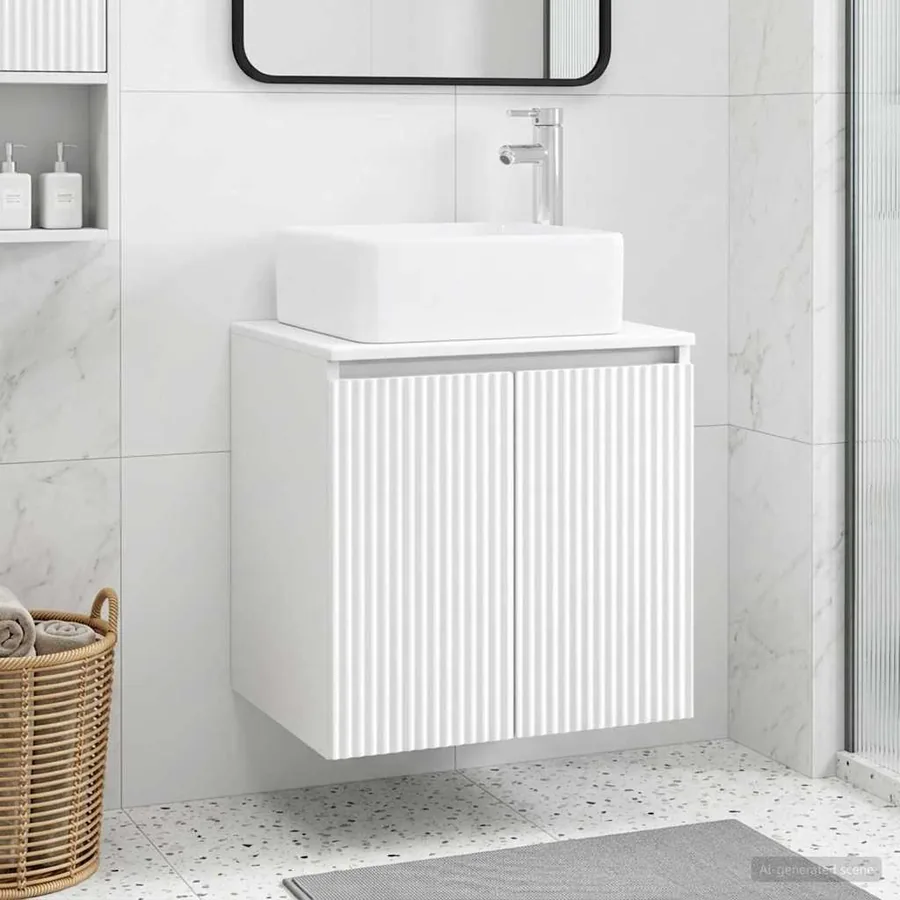 Vanité de lavabo mural Blanc 49,5 x 41 x 63 cm