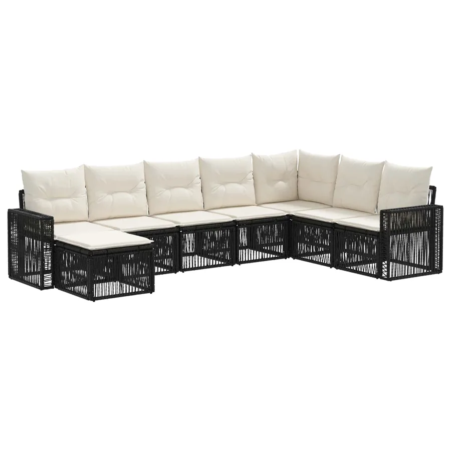 Ensemble de canapé de jardin 8 pcs Noir et blanc crème - 2