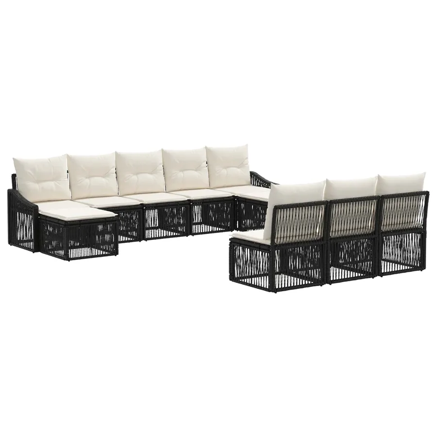 Ensemble de canapé de jardin 10 pcs Noir polyrotin - 2