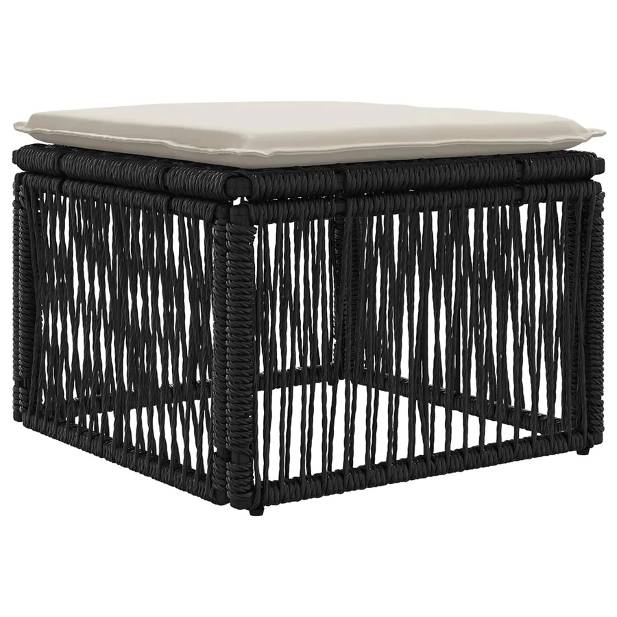 Ensemble de canapé de jardin 10 pcs Noir polyrotin - 6