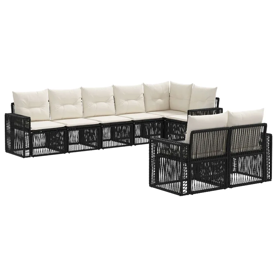 Ensemble de canapé de jardin 8 pcs Noir et blanc crème - 2