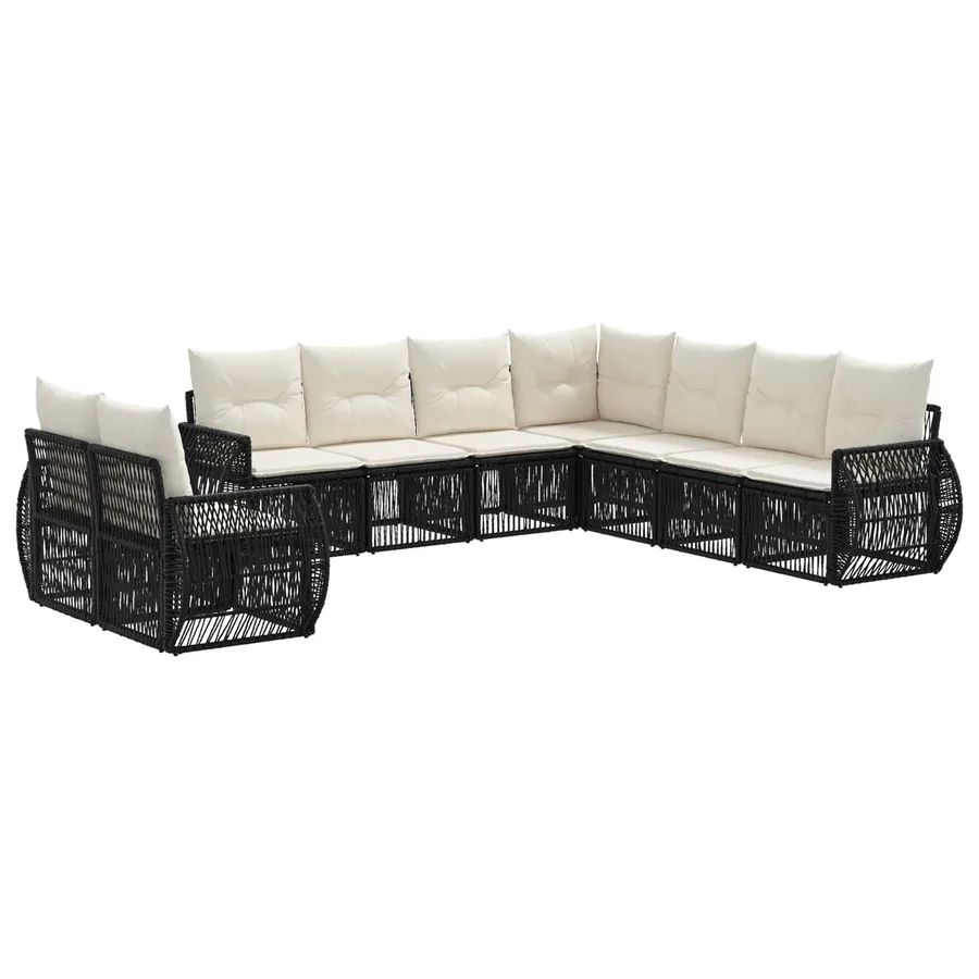 Ensemble de canapé de jardin 9 pcs Noir et blanc crème - 2