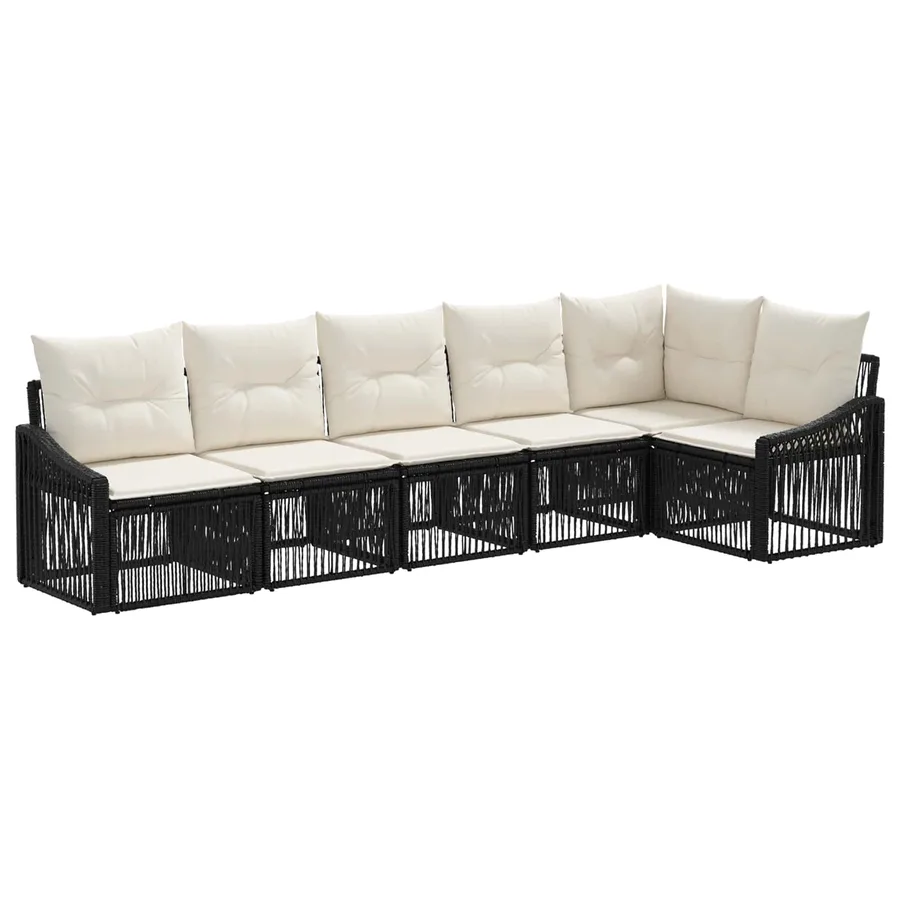 Ensemble de canapé de jardin 6 pcs Noir polyrotin - 2