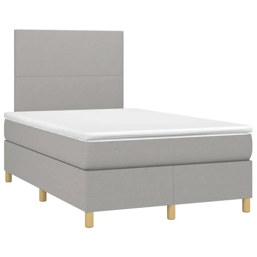 Sommier à lattes de lit et matelas et LED Gris clair 120x200 cm - 3