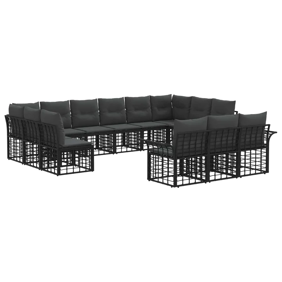 Ensemble de canapés d'extérieur 13 pcs Noir et Gris foncé - 2
