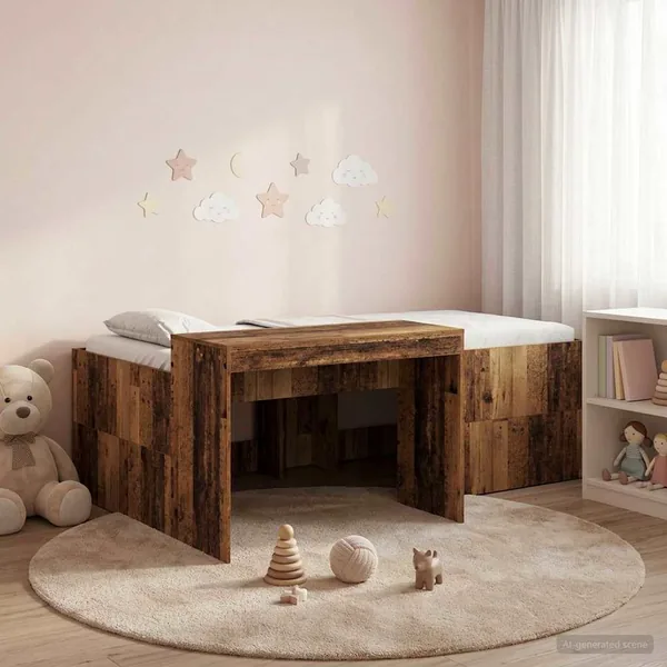 Lit haut pour enfants avec bureau Bois ancien 98,5 x 200 cm