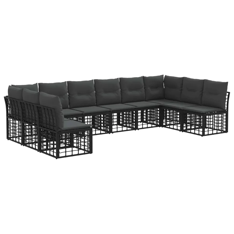 Ensemble de canapés d'extérieur Noir Polyester - 2