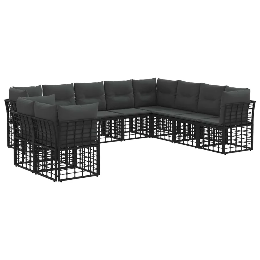 Ensemble de canapés d'extérieur Noir Polyester - 2