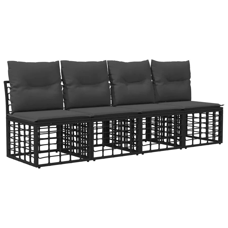 Ensemble de canapés d'extérieur Noir Polyester - 6