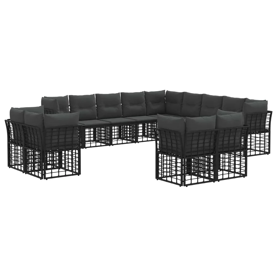 Ensemble de canapés d'extérieur Noir et Gris foncé Polyester - 2