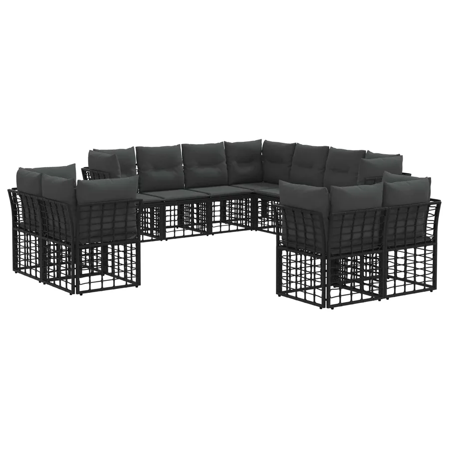 Ensemble de canapés d'extérieur Noir et Gris foncé Polyester - 2