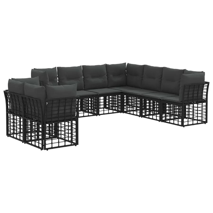 Ensemble de canapés d'extérieur Noir Polyester - 2