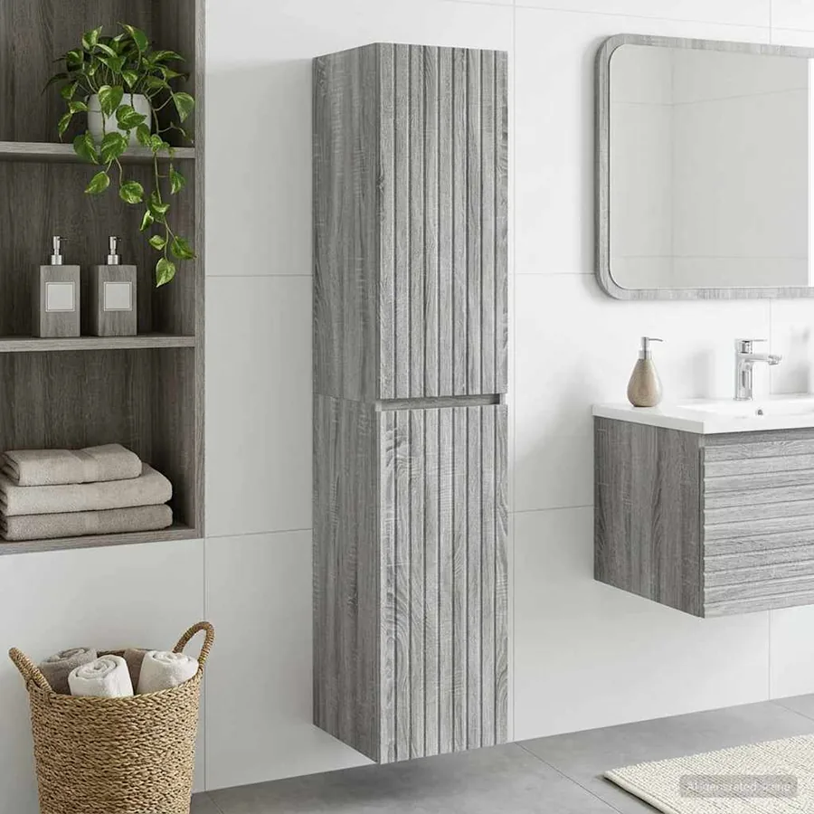 Cabinet de Salle de Bain Mural Sonoma gris 33 x 34,5 x 160 cm