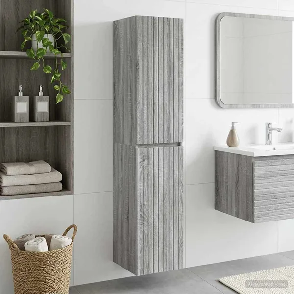 Cabinet de Salle de Bain Mural Sonoma gris 33 x 34,5 x 160 cm