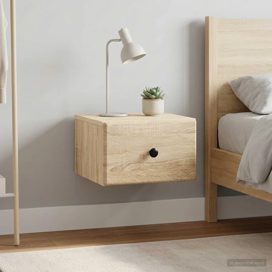 Cabinet de chevet mural 2 pcs Chêne Sonoma 34,5 x 33 x 20 cm