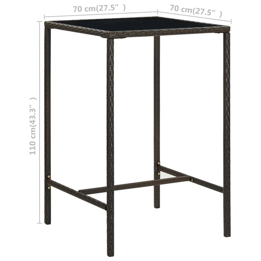 Ensemble de bar de jardin 3 pcs Résine tressée Marron - 11