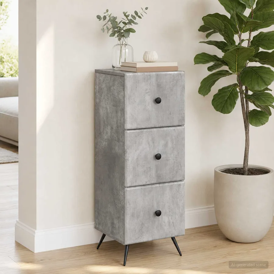 Armoire à tiroirs Gris béton 33 x 34,5 x 90 cm