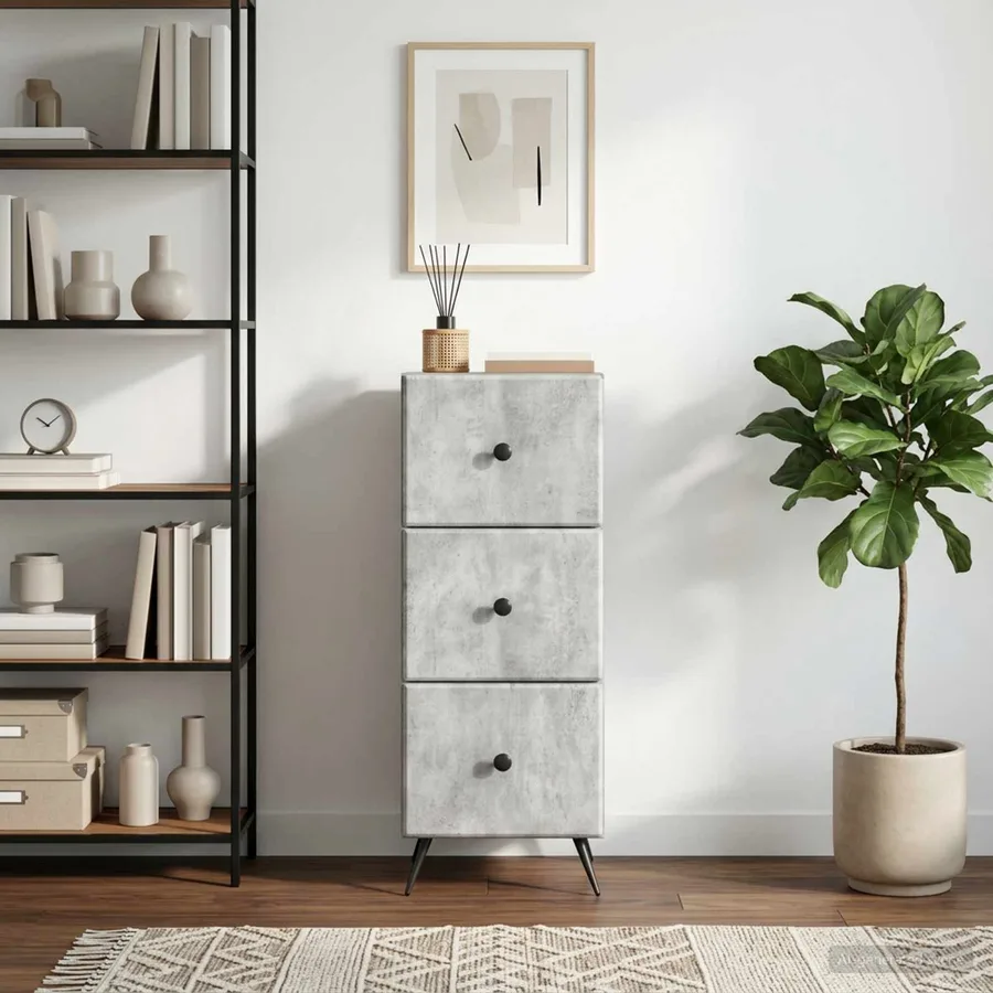 Armoire à tiroirs Gris béton 33 x 34,5 x 90 cm - 4