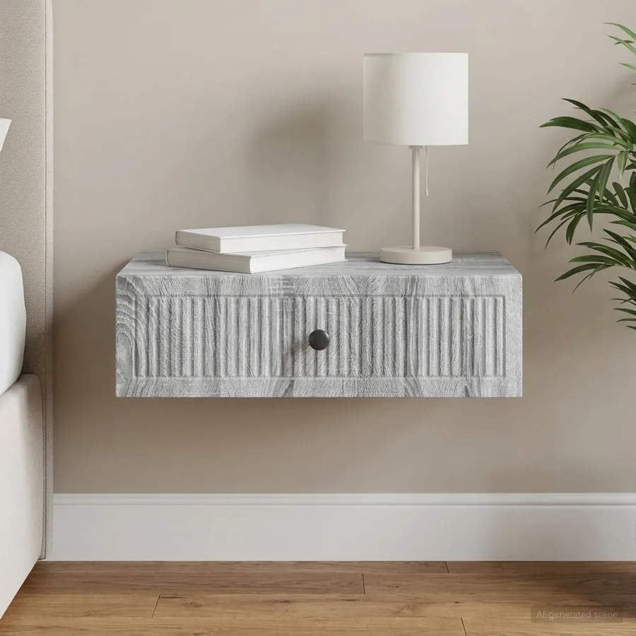 Table d'appoint murale Sonoma gris 59 x 34,5 x 17 cm