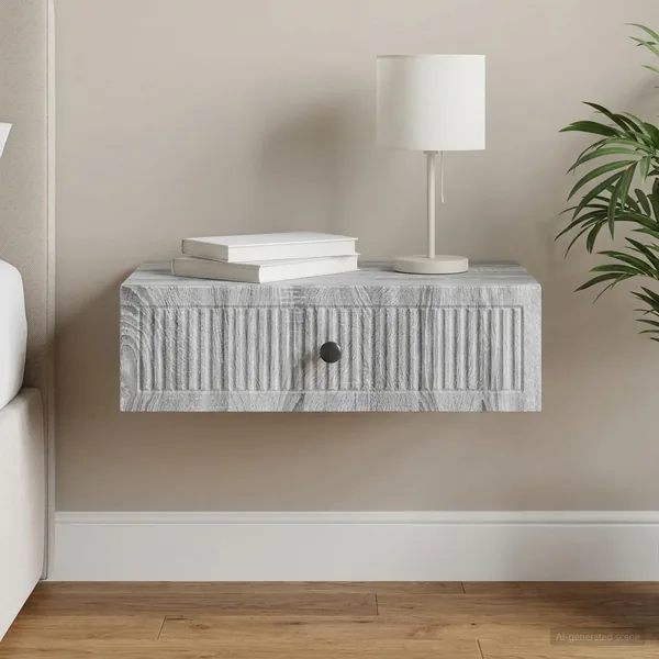 Table d'appoint murale Sonoma gris 59 x 34,5 x 17 cm