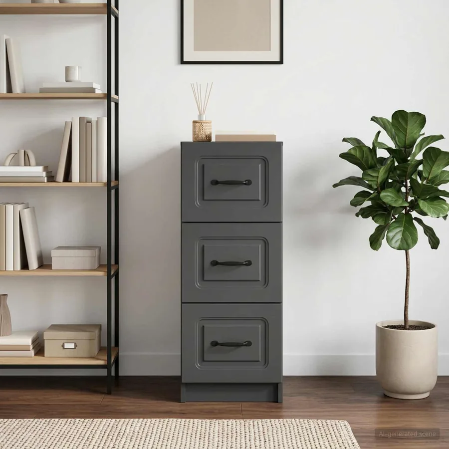 Armoire à tiroirs Noir 33 x 34,5 x 87 cm Bois d'ingénierie