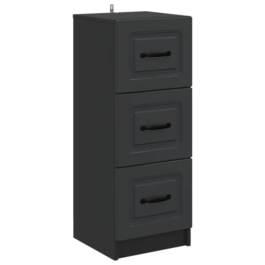 Armoire à tiroirs Noir 33 x 34,5 x 87 cm Bois d'ingénierie - 2
