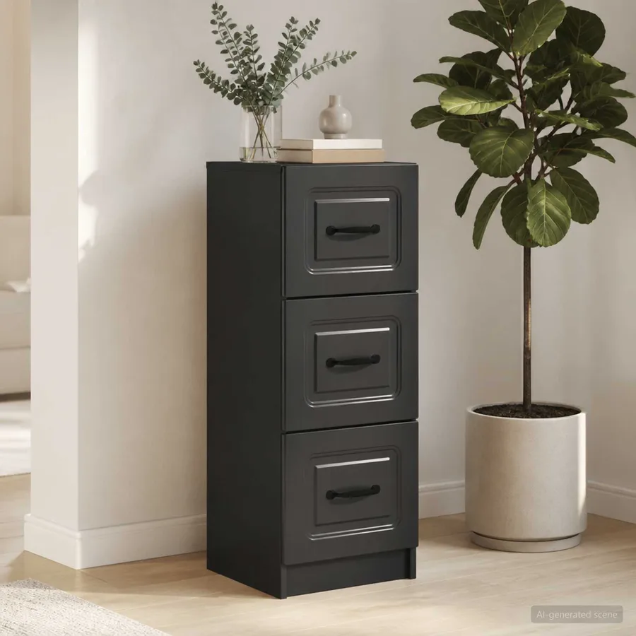 Armoire à tiroirs Noir 33 x 34,5 x 87 cm Bois d'ingénierie - 4
