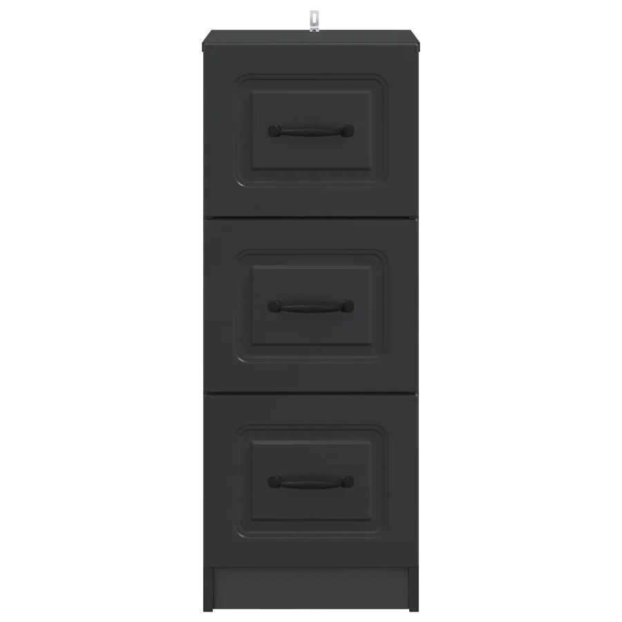 Armoire à tiroirs Noir 33 x 34,5 x 87 cm Bois d'ingénierie - 6