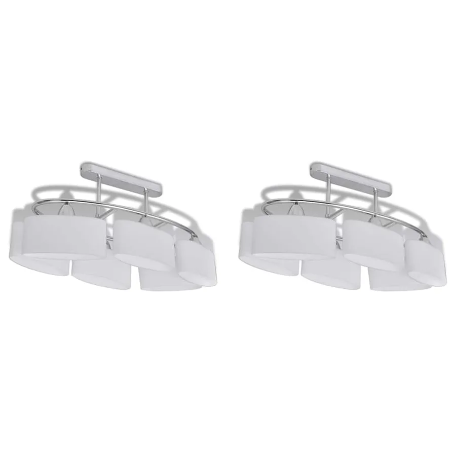 Plafonnier avec abat-jours en verre ellipsoïde 2 pcs E14 - 2