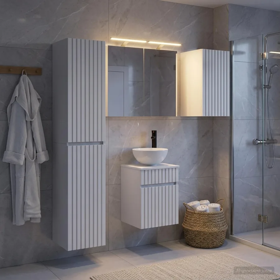 Ensemble d'armoire de salle de bain 5 pcs Blanc