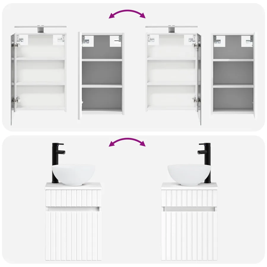 Ensemble d'armoire de salle de bain 5 pcs Blanc - 14