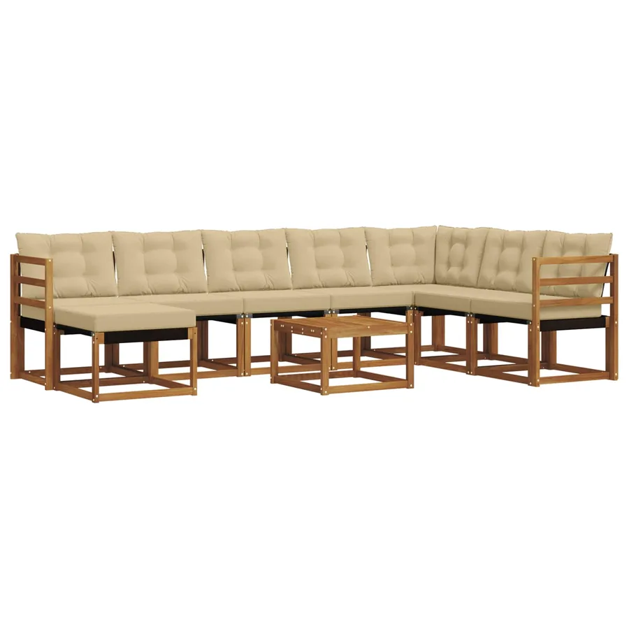 Ensemble de canapés d'extérieur 9 pcs Naturel et Beige - 2
