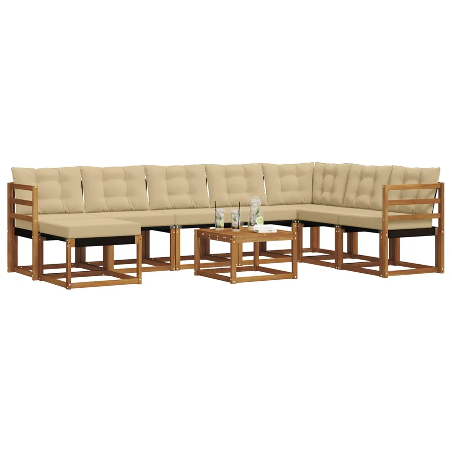Ensemble de canapés d'extérieur 9 pcs Naturel et Beige - 3