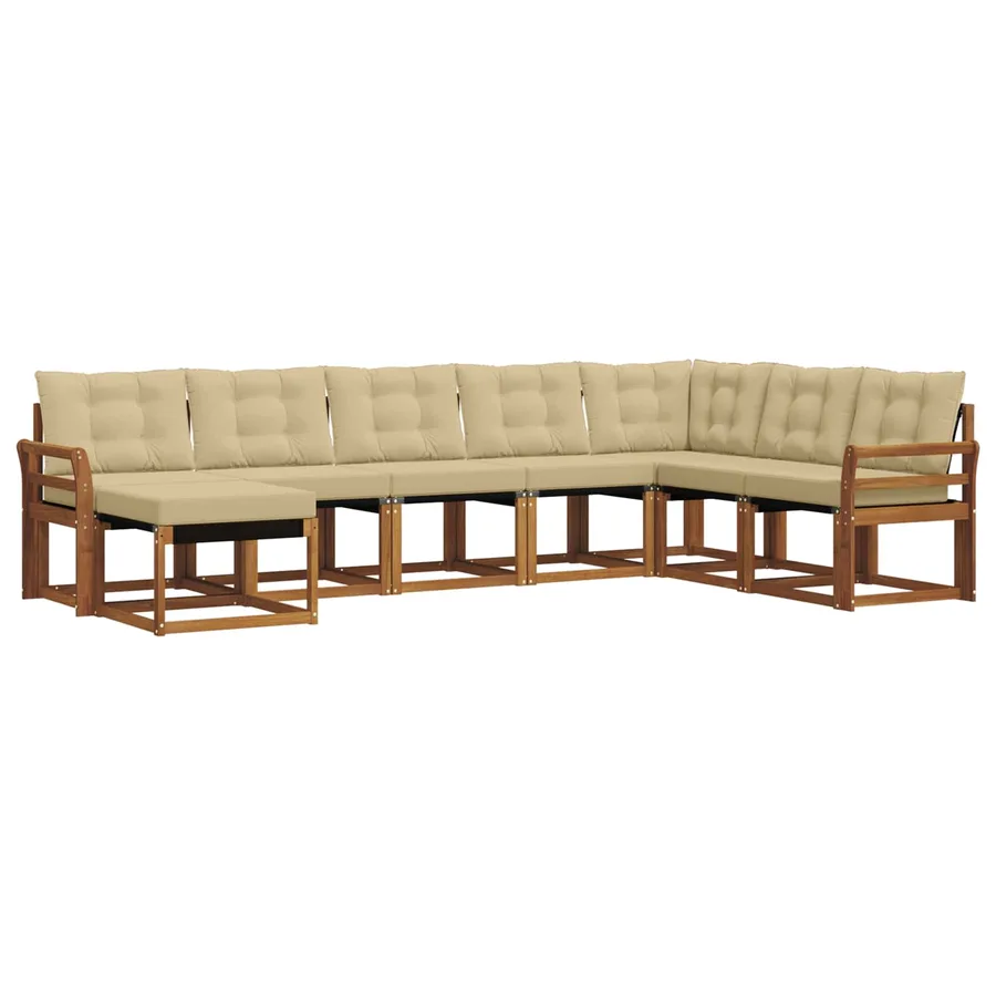 Ensemble de canapés d'extérieur 8 pcs Naturel et Beige - 2