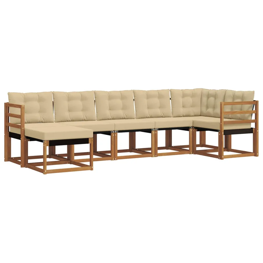 Ensemble de canapés d'extérieur 7 pcs Naturel et Beige - 2