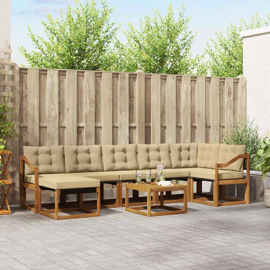 Ensemble de canapés d'extérieur 8 pcs Naturel et Beige