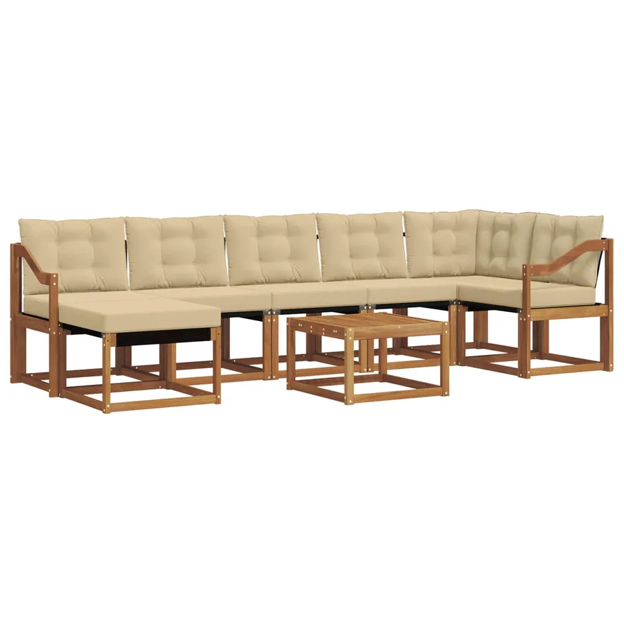 Ensemble de canapés d'extérieur 8 pcs Naturel et Beige - 2