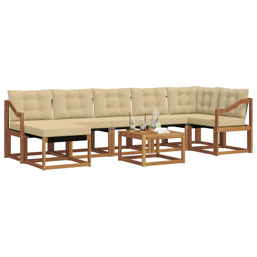 Ensemble de canapés d'extérieur 8 pcs Naturel et Beige - 3