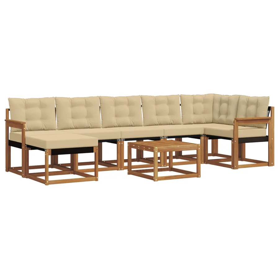 Ensemble de canapés d'extérieur 8 pcs Naturel et Beige - 2