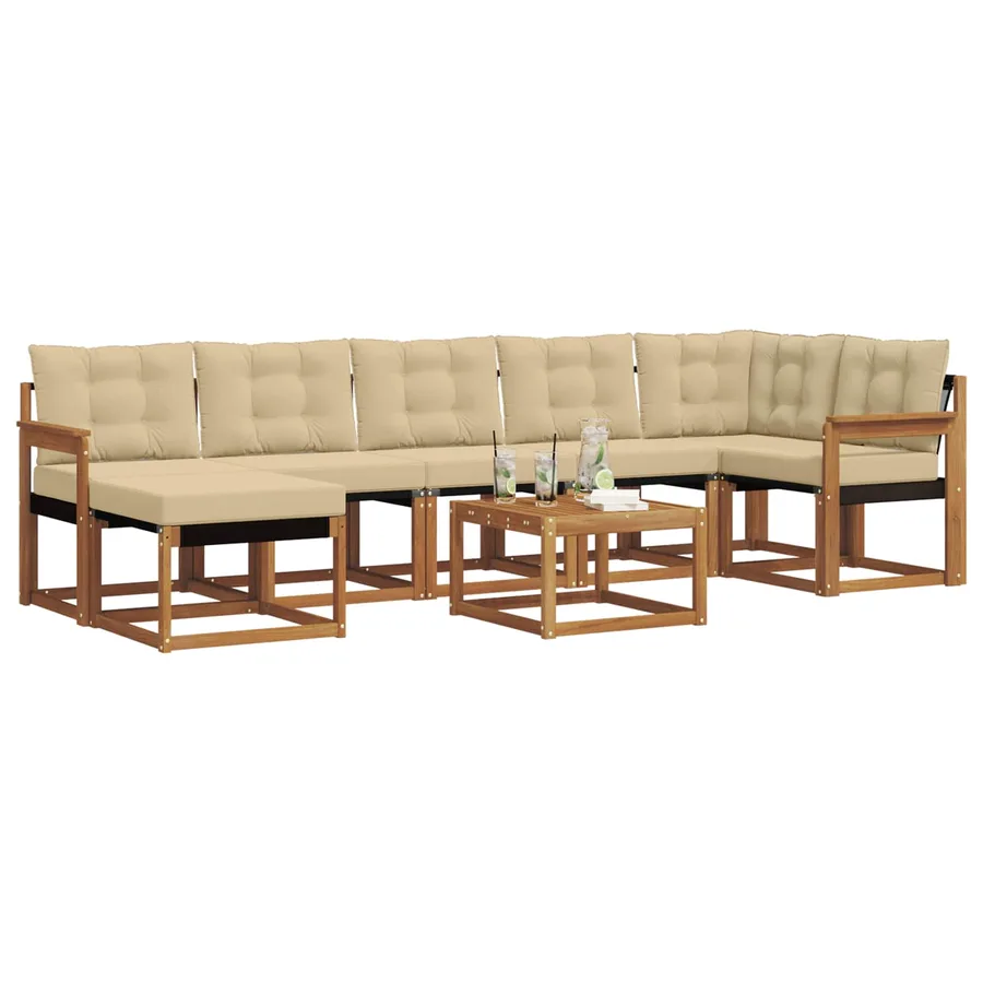 Ensemble de canapés d'extérieur 8 pcs Naturel et Beige - 3