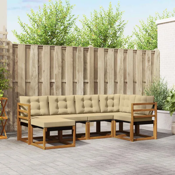 Ensemble de canapés d'extérieur 6 pcs Naturel et Beige