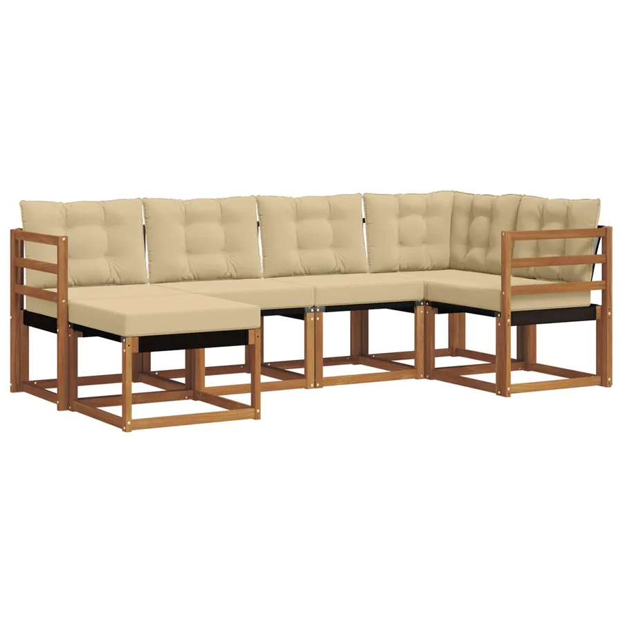Ensemble de canapés d'extérieur 6 pcs Naturel et Beige - 2