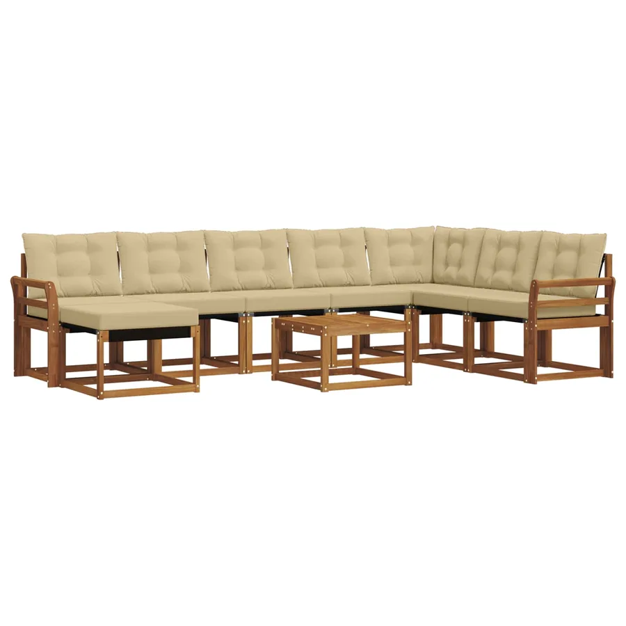 Ensemble de canapés d'extérieur 9 pcs Naturel et Beige - 2