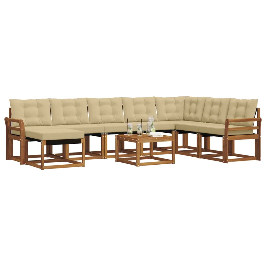 Ensemble de canapés d'extérieur 9 pcs Naturel et Beige - 3