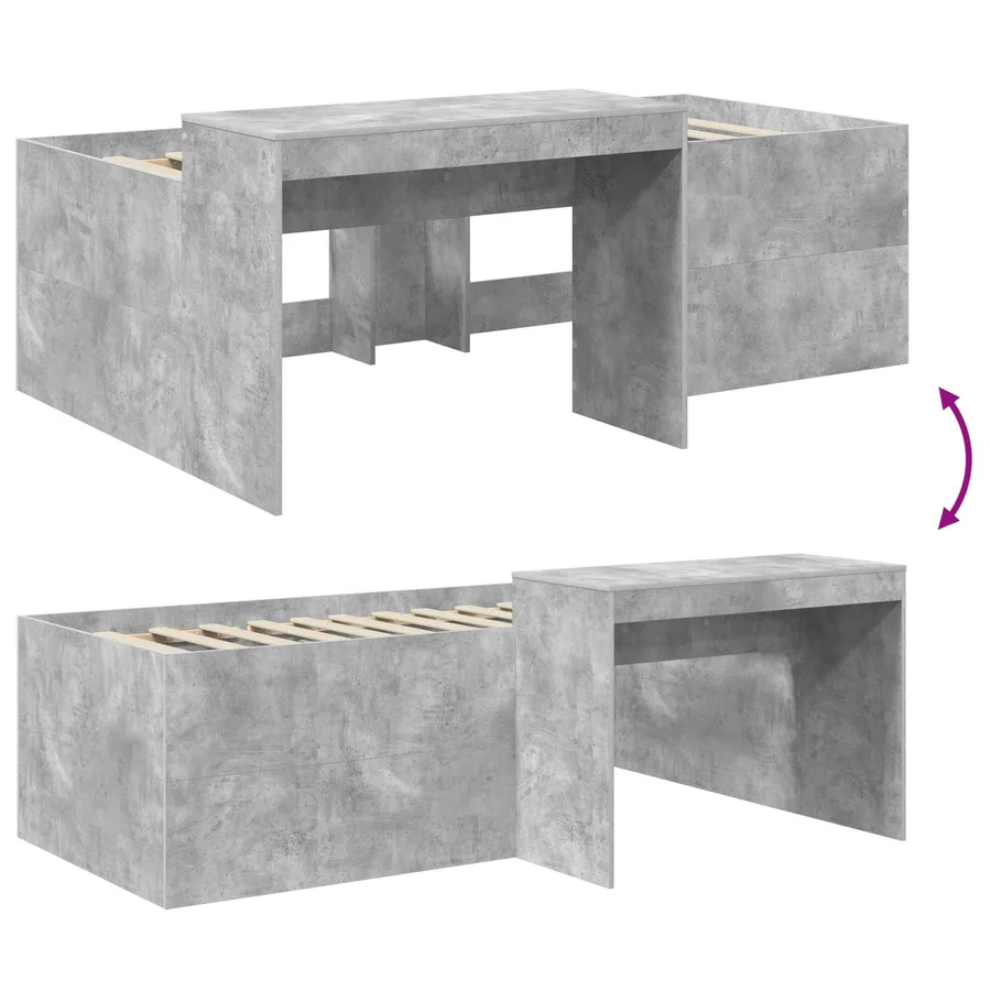 Lit haut pour enfants avec bureau Gris béton 75 x 190 cm - 8