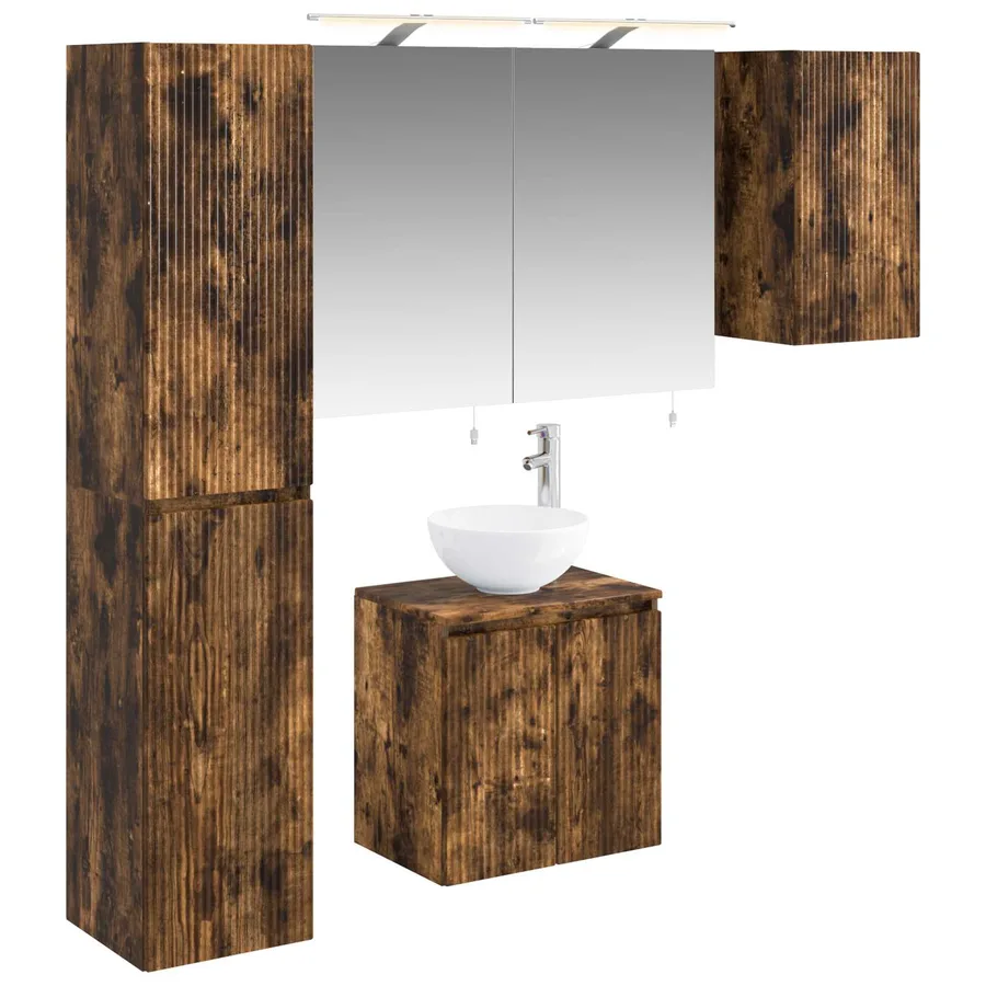Ensemble d'armoire de salle de bain 5 pcs Chêne fumé - 2