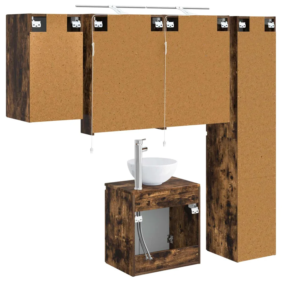 Ensemble d'armoire de salle de bain 5 pcs Chêne fumé - 9