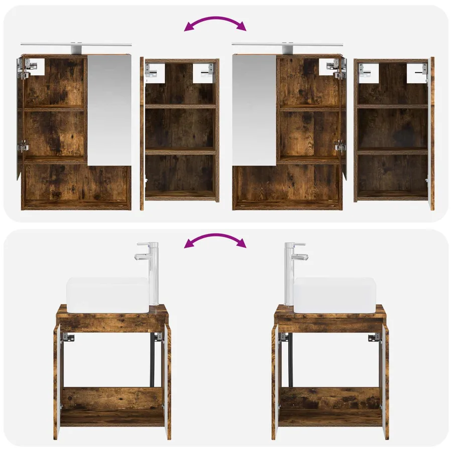 Ensemble d'armoire de salle de bain 5 pcs Chêne fumé - 14